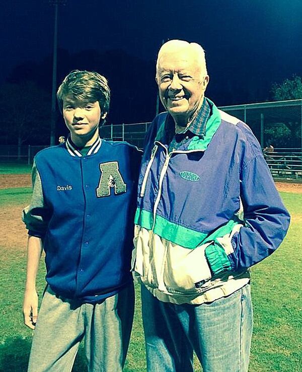 Former President Jimmy Carter has never removed himself from the public. Earlier this year, he paused to say hello to Reuben Davis (pictured) while watching a great-grandson play baseball in Decatur. JACOB SEUVER