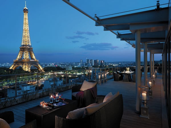 La Suite Shangri-La terrace at the Shangri-La, a five-star luxury hotel in Paris. Atlanta’s former chief financial officer Jim Beard repaid taxpayers $10,277 for a stay at the hotel in 2017. Beard did not submit a receipt, so records do not show which room he stayed in. (Shangri-La Hotel)