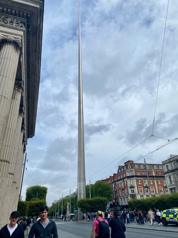 A photo of the Spire of Dublin, which stands almost 400 feet high. It was completed in 2003. (AJC photo by Ken Sugiura)