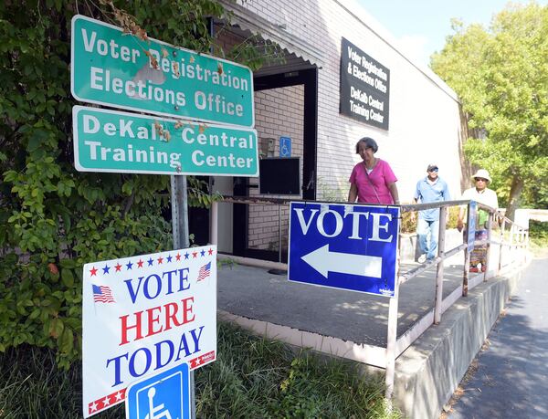 DeKalb County voters line up for early voting at the Voter Registration and Elections office in Stone Mountain, Monday, October 17, 2016. KENT D. JOHNSON / AJC