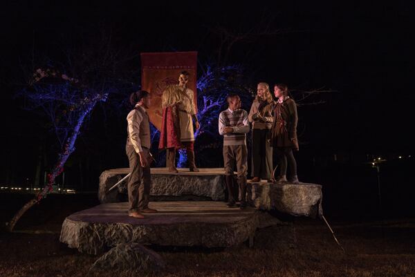 Barry Westmoreland, Benedetto Robinson, Brandon Smith, Rebekah Larsh and Eleanor Rocha in Serenbe Playhouse’s “Narnia.” Photo by Lee Garmon