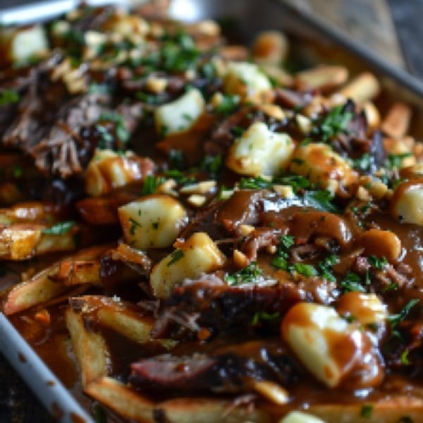 The smoked brisket poutine from Skol Brewing Company comes with smoked brisket, gravy and Ellsworth Creamery cheese curds.