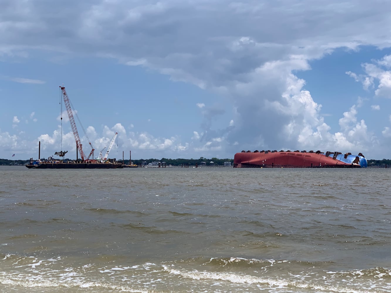 Golden Ray shipwreck as of July 2020