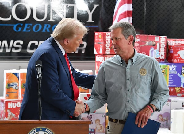 Donald Trump and Gov. Brian Kemp met up in October to survey damage from Hurricane Helene in Georgia. 