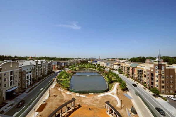 The view to the west from the terrace atop The Millennium Gate project at Atlantic Station.