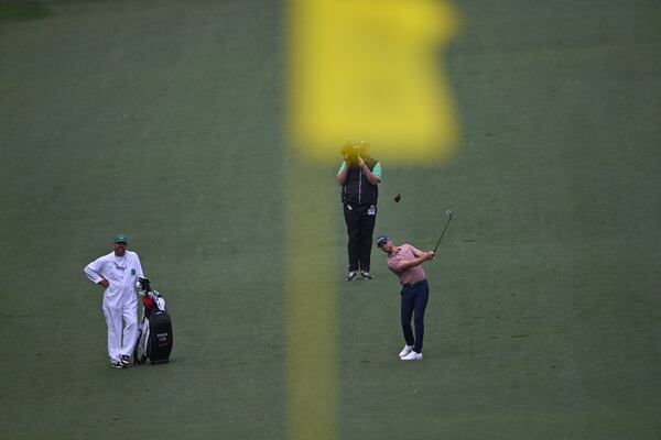 Wyndham Clark on the seventh fairway  at the 2024 Masters Tournament at Augusta National Golf Club, Thursday, April 11, 2024, in Augusta, Ga. (Hyosub Shin / Hyosub.Shin@ajc.com)
