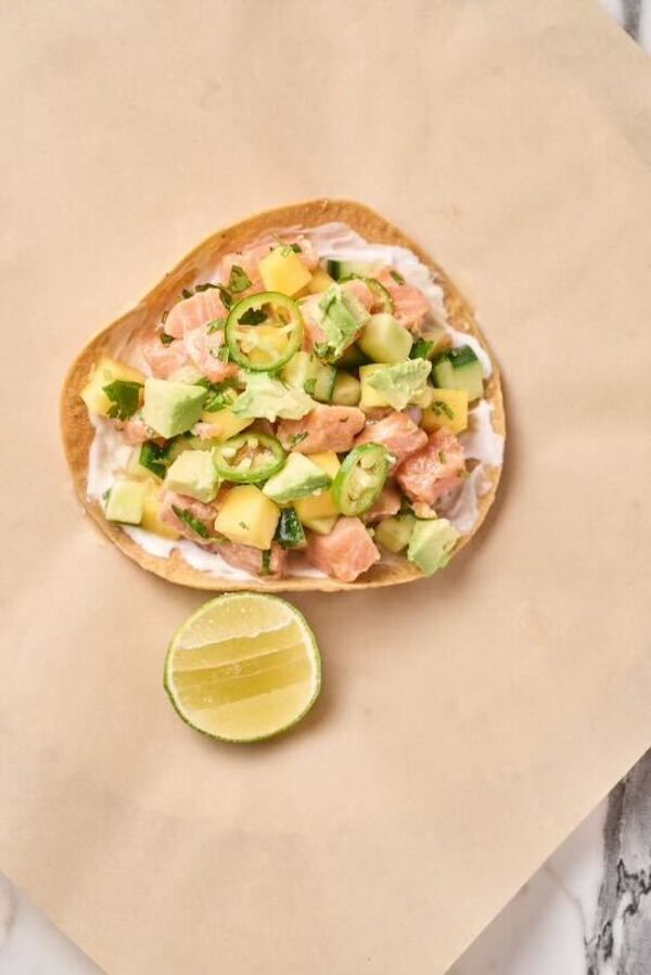 The salmon ceviche tostada is on the menu at El Gordo in the Uptown Atlanta development. / Courtesy of El Gordo