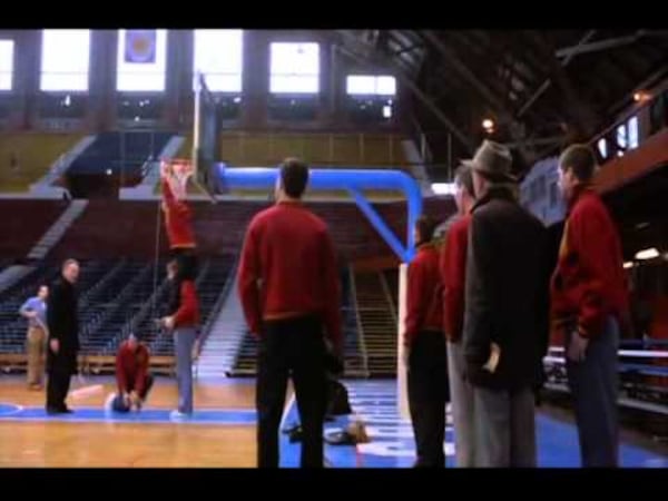 Coach Norman Dale has his Hickory players measure the goal height in the 1986 movie "Hoosiers.''