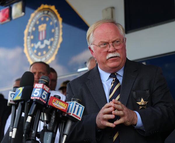 June 15, 2017, Madison: Putnam County Sheriff Howard Sills speaks to the news media during a joint press conference by all the agencies involved in the manhunt for the two escaped convicts Donnie Russell Rowe and Ricky Dubose, who shot and killed two correctional officers, at the Morgan County Public Safety Complex on Thursday, June 15, 2017, in Madison.    Curtis Compton/ccompton@ajc.com