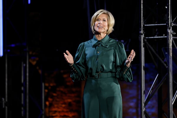 Metro Atlanta Chamber CEO Katie Kirkpatrick speaks during the organization's annual meeting on Wednesday, Nov. 21, 2024. (Miguel Martinez/AJC)