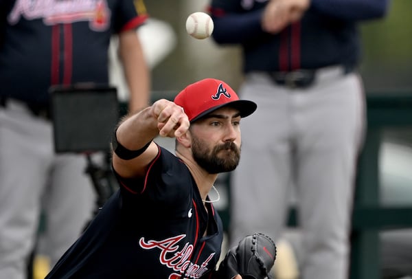 Braves pitcher Spencer Strider throws during a Feb. 14 spring training workout.