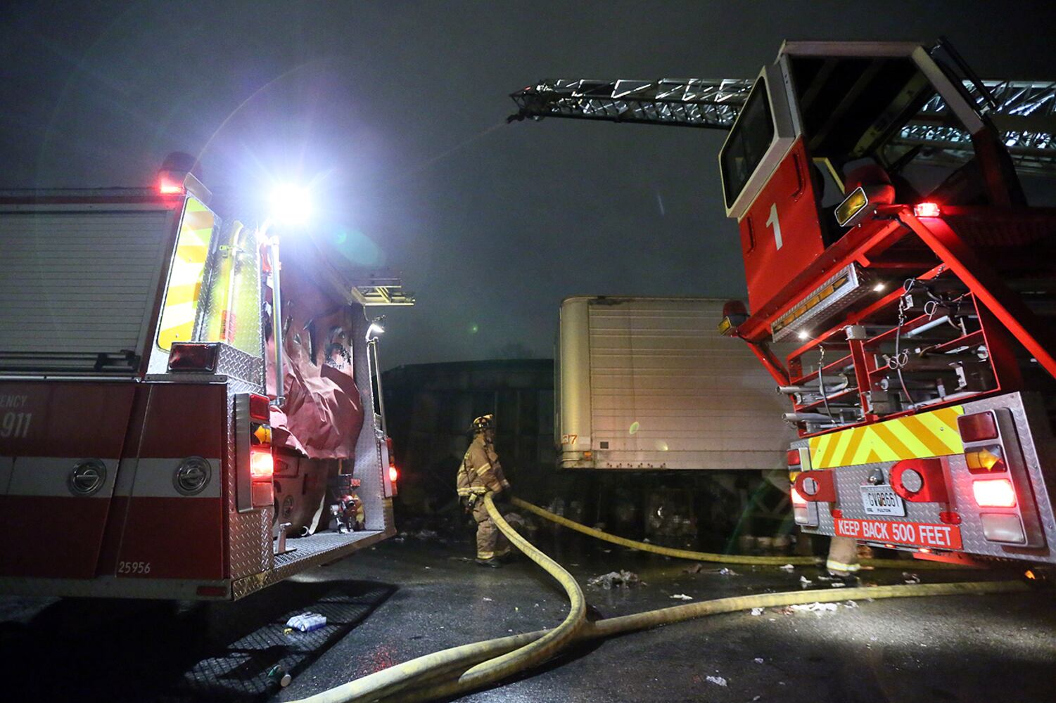 Atlanta firefighters battle warehouse fire