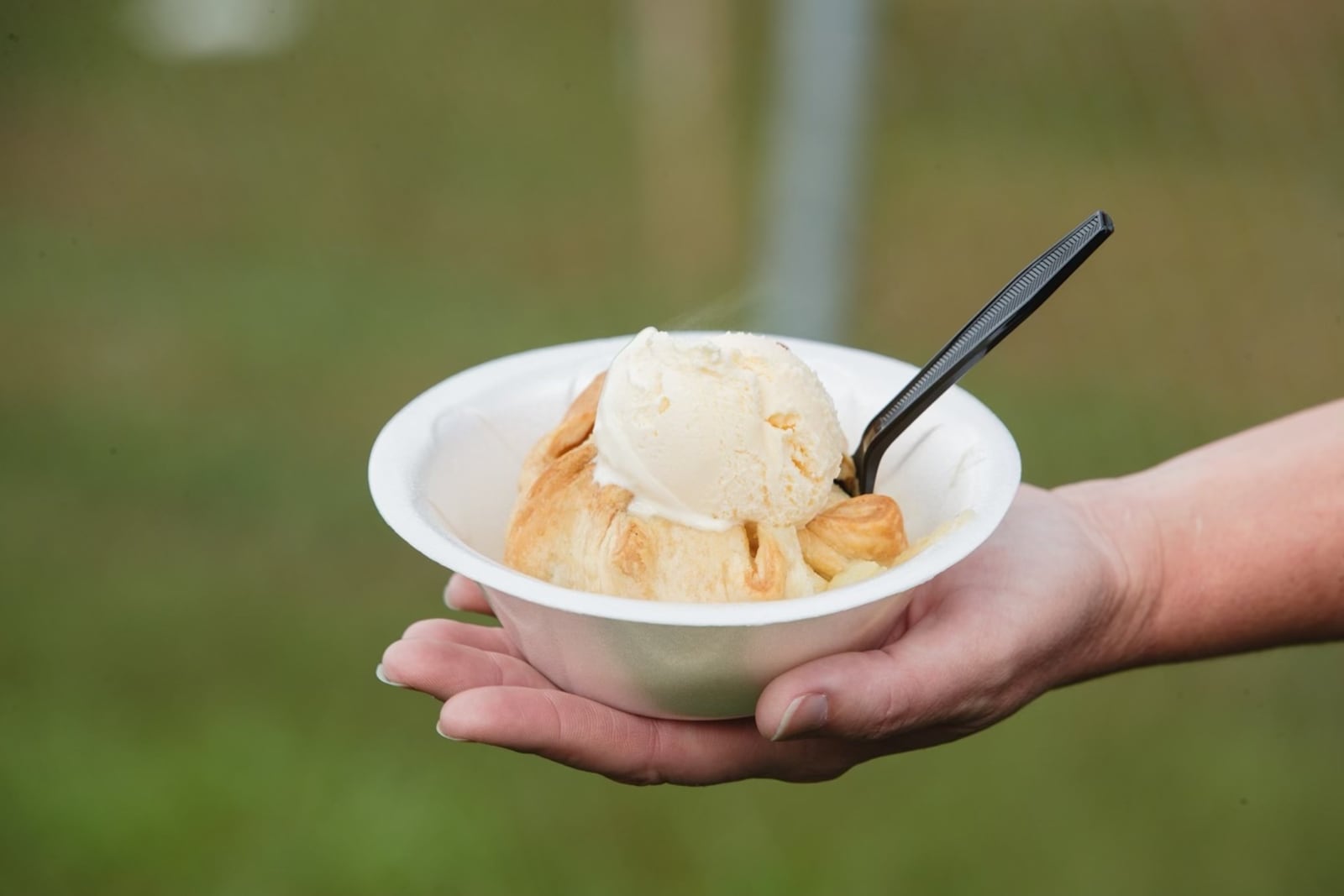 An apple dumpling with ice cream is a fitting treat at the Georgia Apple Festival. Courtesy of Georgia Apple Festival