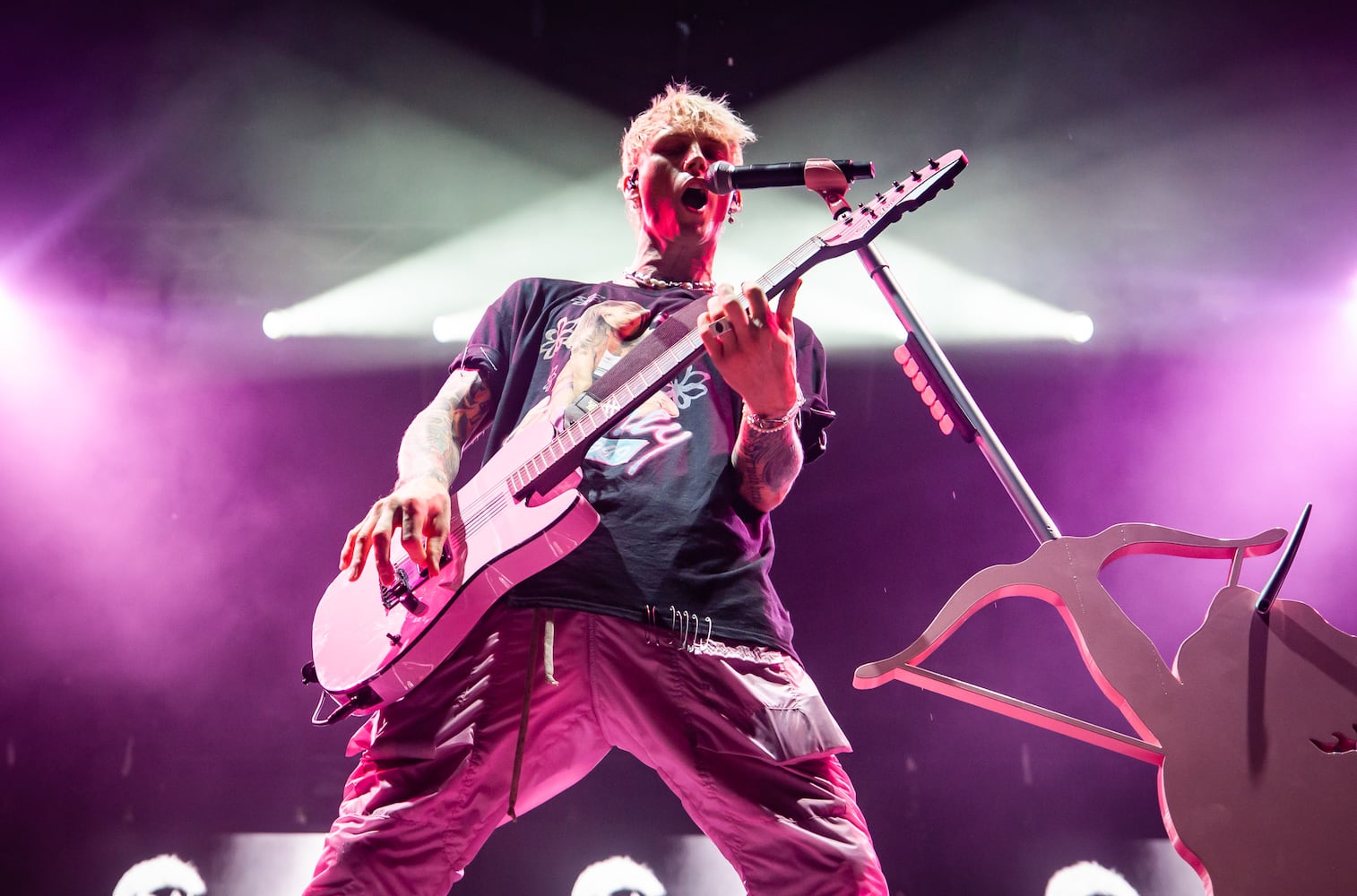 Machine Gun Kelly performs at Music Midtown on Saturday, September 18, 2021, in Piedmont Park. (Photo: Ryan Fleisher for The Atlanta Journal-Constitution)