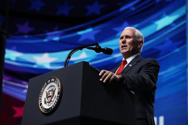 Vice President Mike Pence spoke ahead of President Donald Trump at the NRA annual convention in Dallas, Texas Friday. It’s the first time both the president and vice president have appeared together at the pro-gun rally.