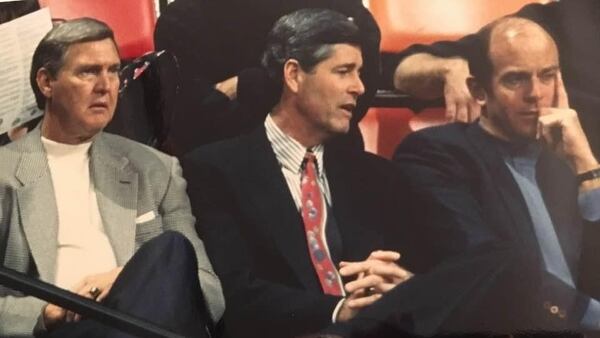 NBA legend Jerry West (left) with Pete Babcock (center) and Rick Sund.