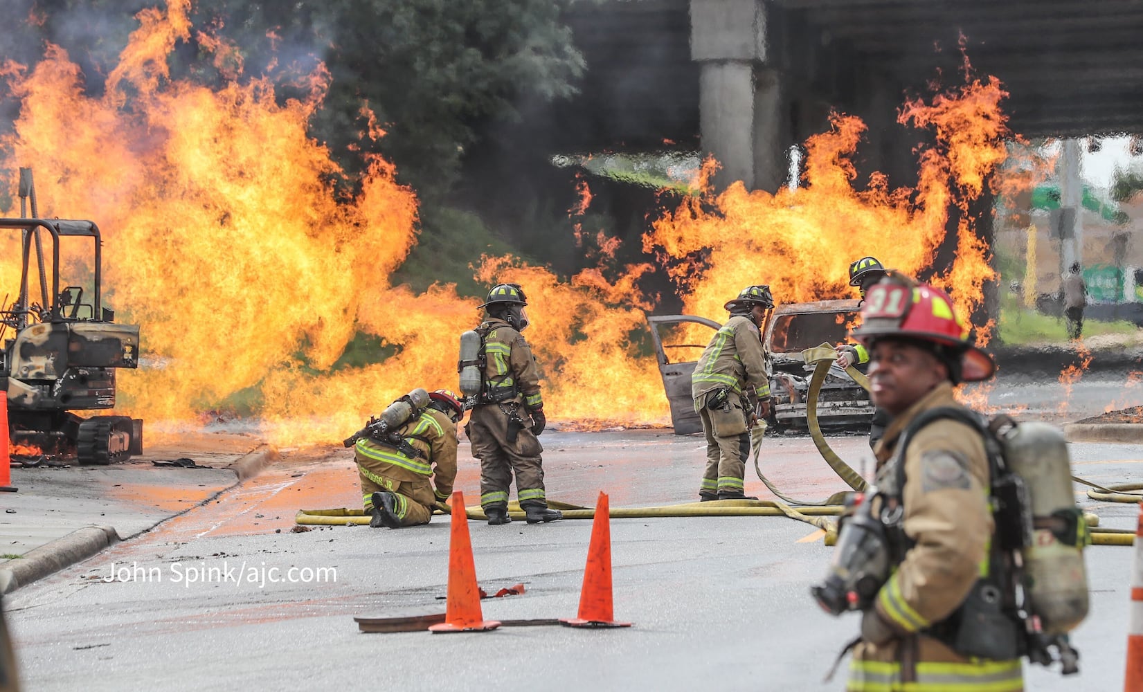 Gas fire shuts Langford Parkway