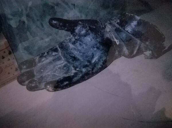 The right hand severed from the statue of Saddam Hussein by Marines from the 3rd Amphibious Assault Battalion.