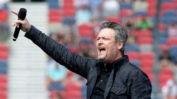 Country music singer and television personality Blake Shelton, shown in March 2020, will play the newly renamed Gas South Arena in September 2021.