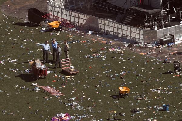  Law enforcement officials work the scene of the mass shooting at the Route 91 Harvest Festival, October 3, 2017 in Las Vegas, Nevada. (Photo by Drew Angerer/Getty Images)