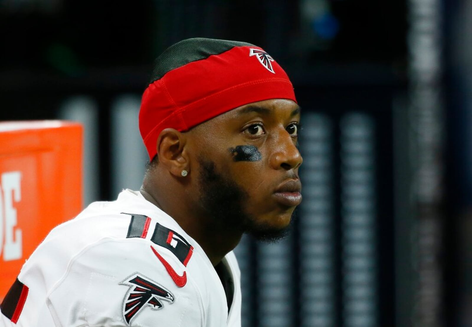 Atlanta Falcons wide receiver Cameron Batson (16) during the first half of a preseason NFL football game against the Detroit Lions, Friday, Aug. 12, 2022, in Detroit. (AP Photo/Duane Burleson)