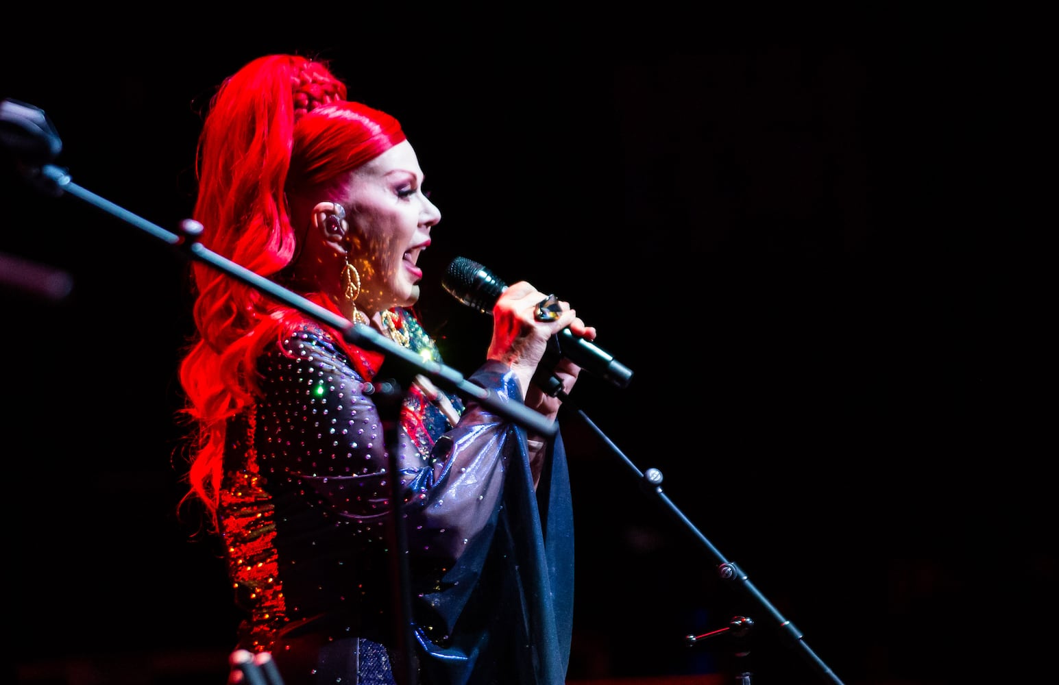 Kate Pierson of the B-52s performs on the band's farewell tour at the Fox Theatre on Friday, January 6, 2022. The band's three final Atlanta dates are Friday-Sunday, Jan. 6-8.  KC and the Sunshine Band were the special guests for the three sold-out shows. (Photo: Ryan Fleisher for The Atlanta Journal-Constitution)