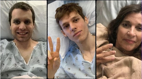 From left, brothers Caleb and Daniel McCracken, and their mother Amy Parker Zupancic, following their respective kidney donations. All three donated to complete strangers.