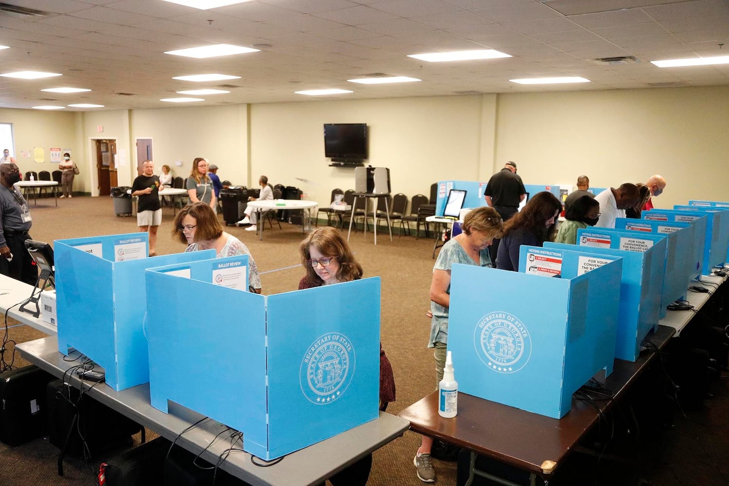 Voters cast their ballots during the primary on Tuesday May 24, 2022 at Coastal Cathedral Church of God in Savannah, Georgia.