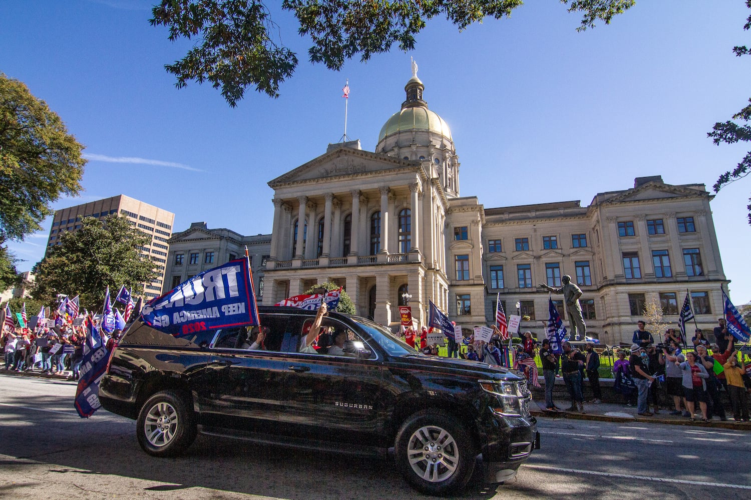 Demonstrate against the election being stolen from President Trump