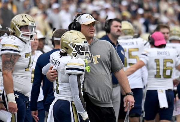 Georgia Tech running back Jamal Haynes (center) ran just three times in Saturday's win over Miami -- a 65-yard run, a 16-yard touchdown run and a 2-yard run before leaving the game due to injury. Hyosub Shin/AJC