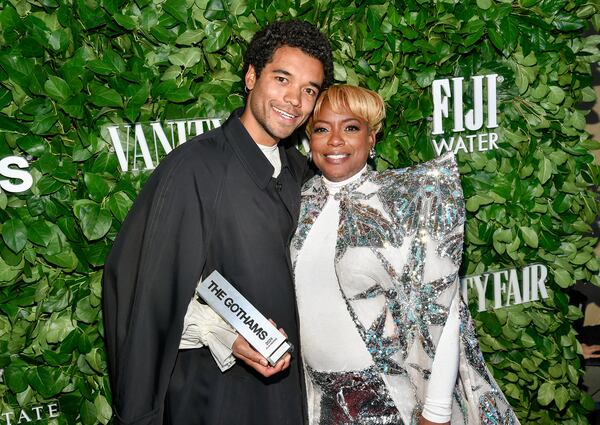 Actor Brandon Wilson poses with the breakthrough performer award for "Nickel Boys" and actor Aunjanue Ellis-Taylor during The Gothams Film Awards at Cipriani Wall Street on Monday, Dec. 2, 2024, in New York. (Photo by Evan Agostini/Invision/AP)