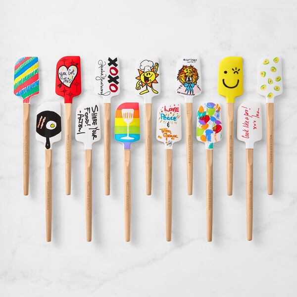 Each spatula is a combination of art, philanthropy, practicality and features paintbrush-style artwork by 13 celebrities. Contributed by Williams-Sonoma