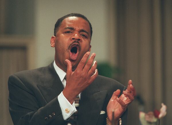 Sermons of the Rev. Woodrow Walker are light on fireworks.
Photo taken October 26, 1997. (AJC Staff Photo/Dwight Ross, Jr.)