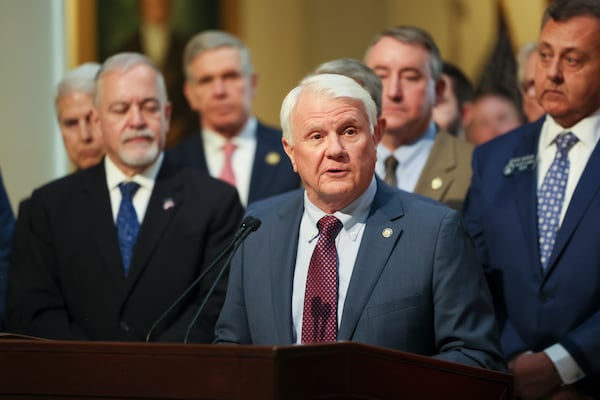 House Speaker Jon Burns speaks during a news conference to discuss education legislative priorities on the first day of legislative session at the State Capitol, Monday, Jan. 13, 2025, in Atlanta. (Jason Getz / AJC)