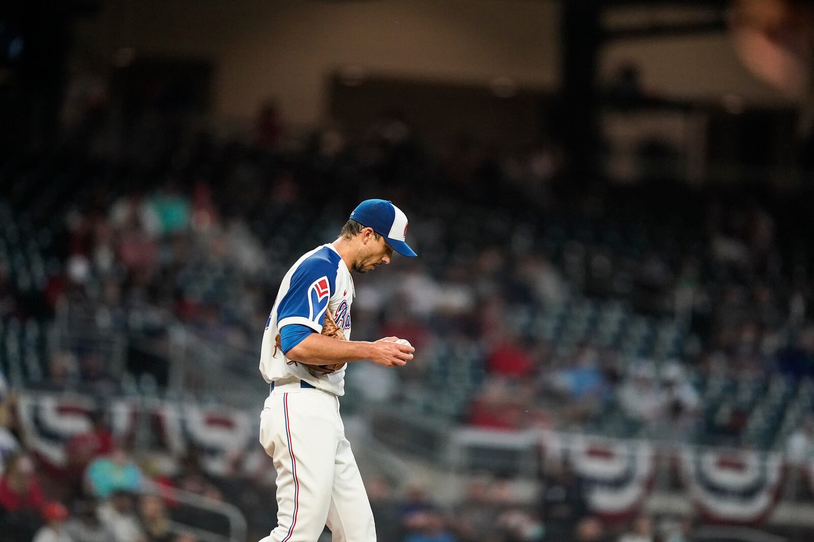 Atlanta Braves starting pitcher Charlie Morton (50) in the third inning of a baseball game against the Wednesday, April 14, 2021, in Atlanta. (AP Photo/Brynn Anderson)