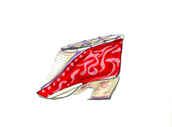  This Votive shoe is on display in the exhibit. Illustrations created by Lara Wolf (M.F.A. illustration, 2007), SCAD fashion professor.