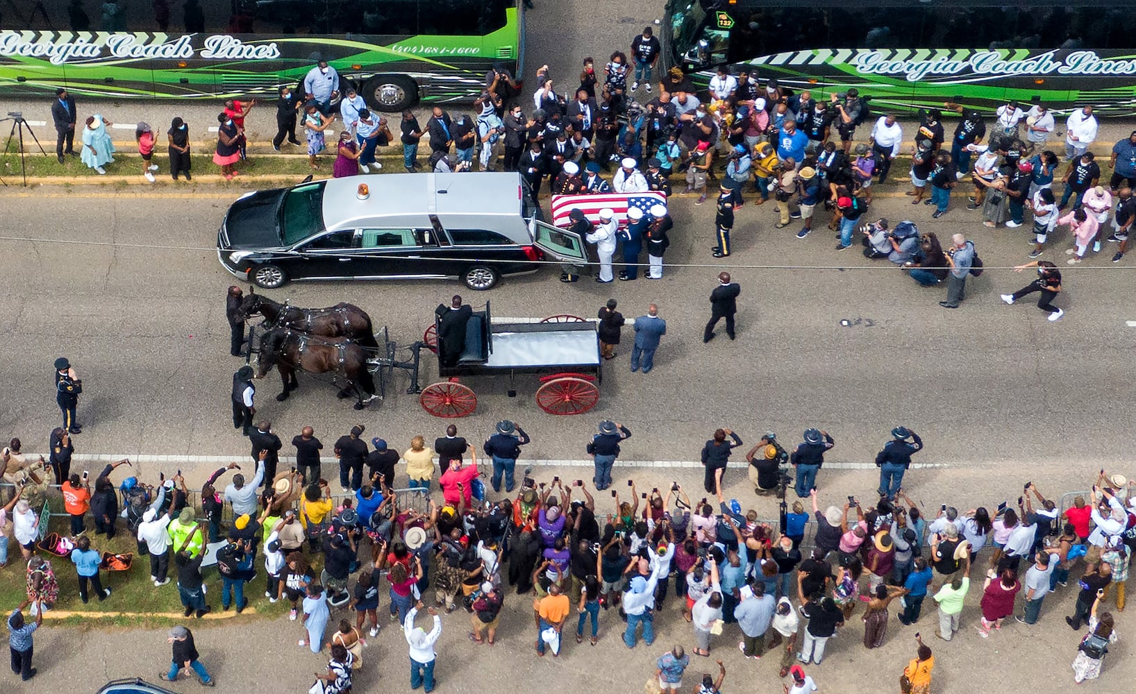 John Lewis crosses Edmund Pettus Bridge for final time