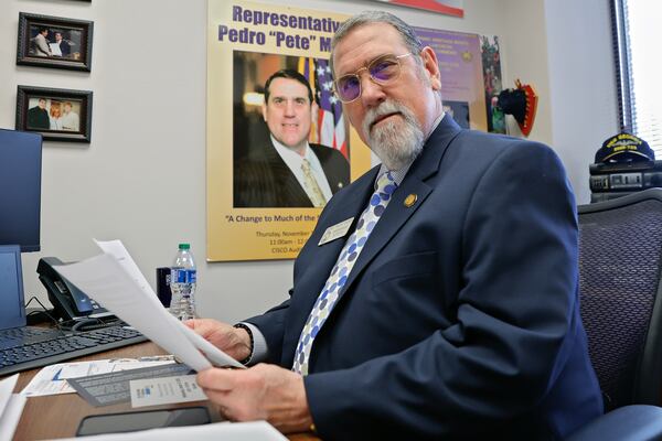 State Rep. Pedro "Pete" Marin, D-Duluth, poses for a photo in his office at Coverdell Legislative Office Building in Atlanta on Wednesday, Jan. 24, 2024. Marin, the longest serving Latino in legislature history is retiring  after the current session after serving for 22 years. (Natrice Miller/Natrice.miller@ajc.com)