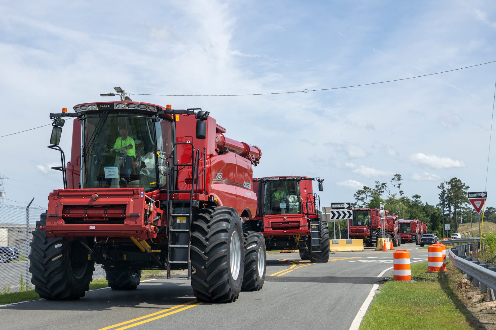 Brunswick port facilities workers transporting an import on Tuesday, May 14, 2024 in Brunswick, GA. (AJC Photo/Katelyn Myrick)