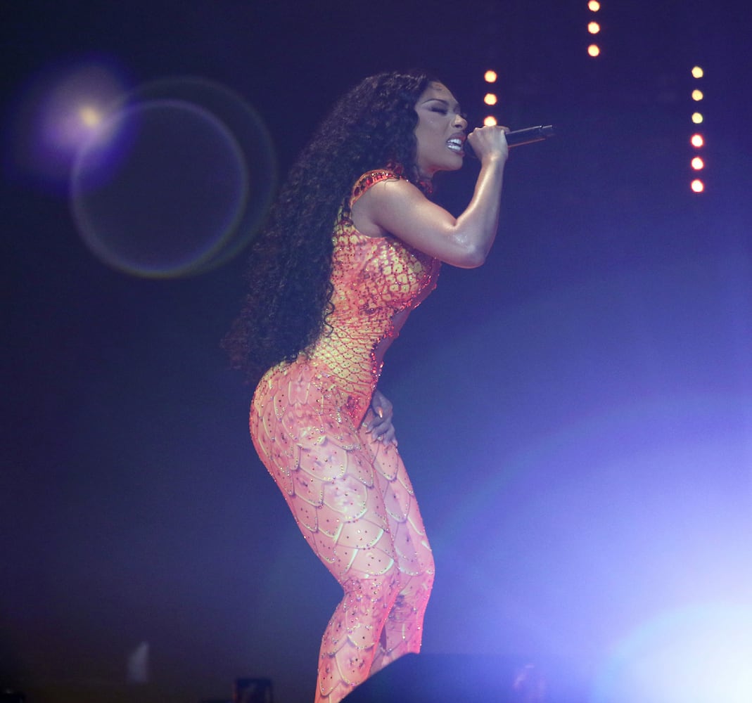 Megan Thee Stallion energized State Farm Arena on Sunday, June 2, 2024 on her Hot Girl Summer Tour, with GloRilla opening the show. Due to broken water lines in Downtown Atlanta, this first of two shows was originally scheduled for Friday night.
Robb Cohen for the Atlanta Journal-Constitution