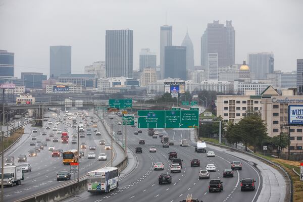 Traffic near downtown had cleared somewhat by 4 p.m. after earlier being jammed. JOHN SPINK / JSPINK@AJC.COM