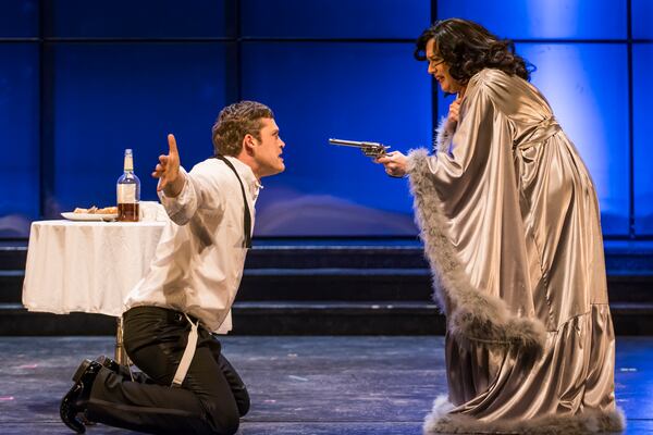 Jennifer Johnson Cano as Donna Elvira confronts Jack Swanson’s Don Giovanni in the Atlanta Opera's "Don Giovanni."