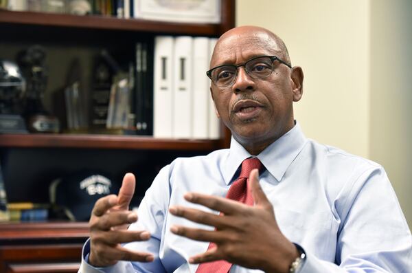 DeKalb County Public Safety Director Cedric Alexander speaks at his office on Wednesday. Alexander is resigning after a term in which he rose to national prominence as an advocate for improved relationships between police and their communities. HYOSUB SHIN / HSHIN@AJC.COM