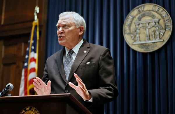 2/28/18 - Atlanta - Gov. Nathan Deal held a press conference to address the jet fuel tax cut issue after the Senate Rules Committee stripped the Delta tax cut from legislation.   Gov. Nathan Deal and legislative leaders had hoped they could make a deal Wednesday on the Delta fuel tax legislation - which also includes a state income tax rate cut.  BOB ANDRES  /BANDRES@AJC.COM