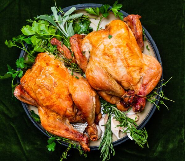 For chef Rusty Bowers’ Brined and Roasted Whole Chicken, be sure you factor in the time to make the brine and refrigerate it overnight, as well as 4 to 6 hours for the chicken to sit in the brine. CONTRIBUTED BY HENRI HOLLIS