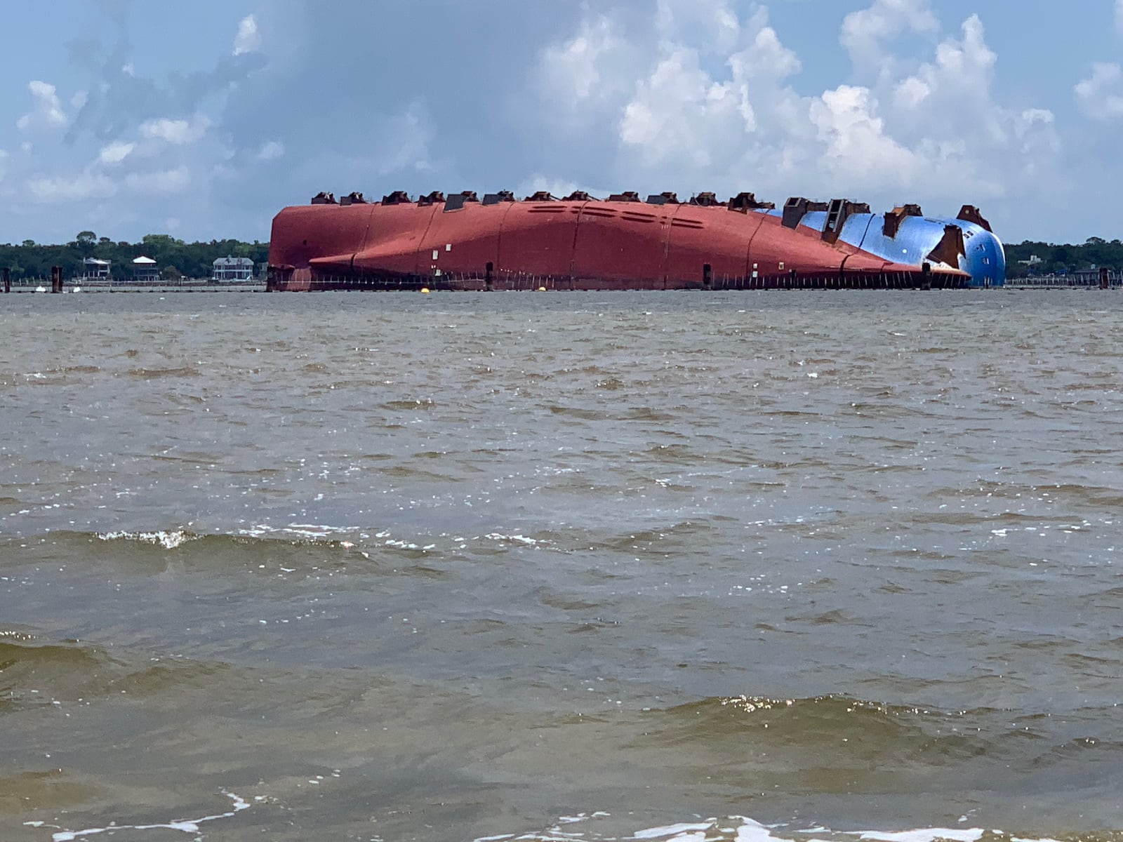 The Golden Ray has been beached on its side off St. Simons Island since Sept. 8, 2019, when the ship capsized shortly after leaving the Port of Brunswick. The vessel measures 656 feet long, and 4,200 automobiles remain inside its cargo decks. These photos were taken July 17, 2020, at Driftwood Beach on Jekyll Island's north end.