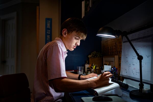 Will Grogan at his home in Dallas. As young people across the country are returning to school, many, including Grogan, are struggling to recover from lingering post-COVID neurological, physical or psychiatric symptoms. (Nitashia Jonson/The New York Times)