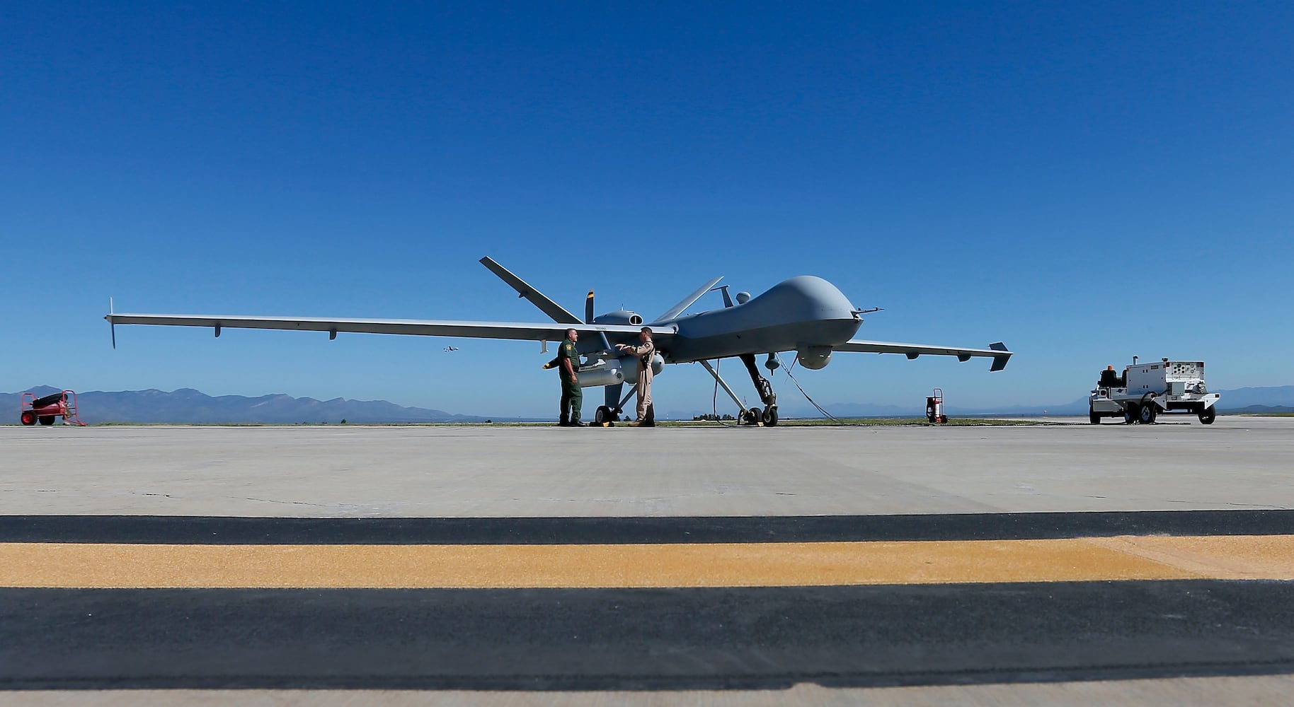 Unmanned aircraft survey terrain where there are no border agents.