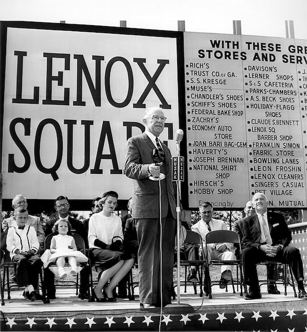 Atlanta Mayor William Hartsfield makes one of the early announcements about the coming Lenox Square center in 1959. (AJC File)