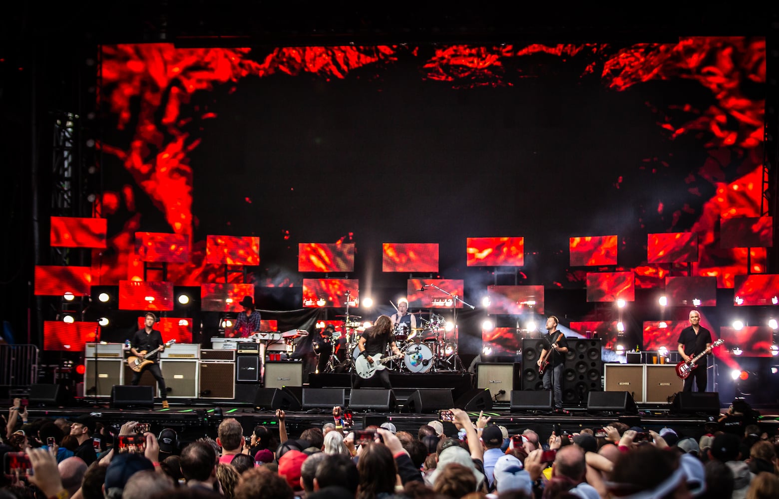 Atlanta, Ga: Foo Fighters closed out Shaky Knees 2024 on Sunday night with extended versions of their biggest hits. Photo taken Sunday May 5, 2024 at Central Park, Old 4th Ward. (RYAN FLEISHER FOR THE ATLANTA JOURNAL-CONSTITUTION)